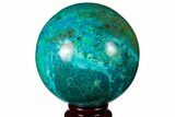 Polished Chrysocolla & Malachite Sphere - Peru #133770-1